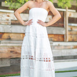ONLINE EXCLUSIVE:  HEAT WAVE EYELET STRAPLESS TUBE DRESS - MULTIPLE COLORS