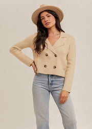 CATCH YOUR GAZE CREAM CROP SWEATER JACKET