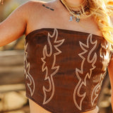 IT'S BEEN REAL BOOT STITCH EMBROIDERED CORSET - BLACK OR BROWN