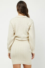 CHARMED LIFE CREAM CABLE KNIT SWEATER DRESS