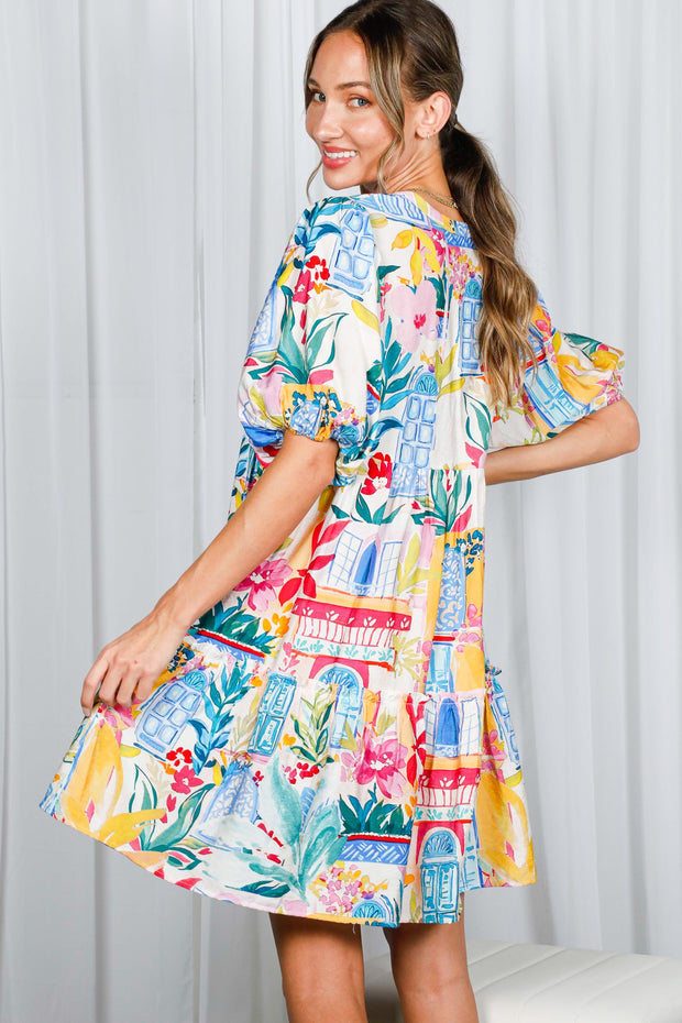 PACK A PUNCH FLORAL TIERED BABY DOLL DRESS