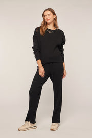 FOR THE DAY RIBBED SWEATER TOP - BLUE, BLACK OR CREAM