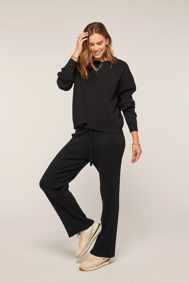 FOR THE DAY RIBBED DRAWSTRING PANTS - BLACK, BLUE OR CREAM