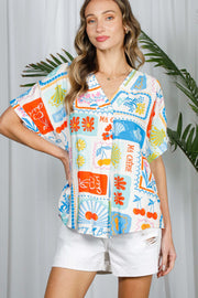TRAVELING THE HORIZON FLORAL FRUIT TOP