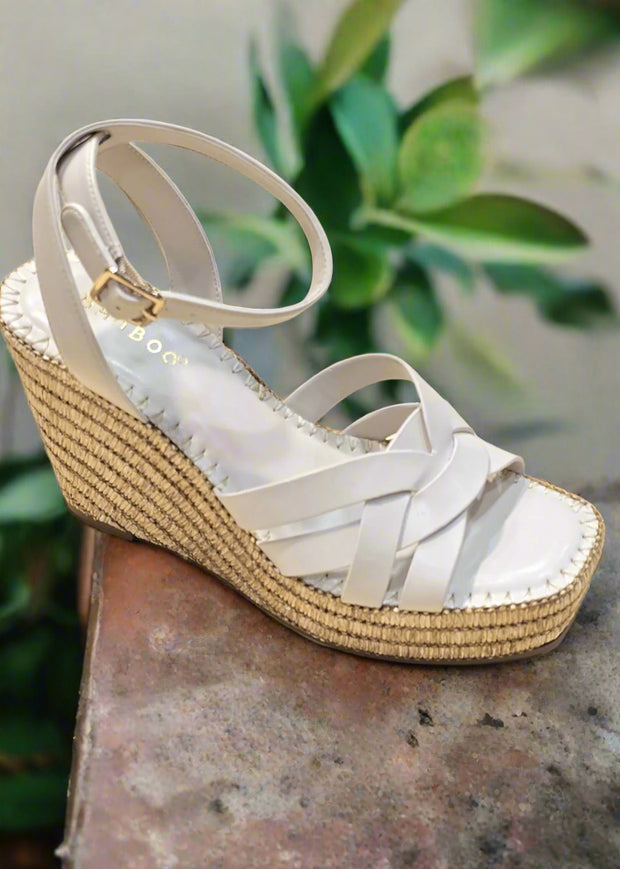 SUMMERTIME DAYS STRAPPY ESPADRILLE WEDGE - IVORY