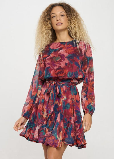 EMBER GARDEN FLORAL CHIFFON DRESS