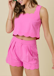 DAYDREAM FANTASIES SCALLOPED EDGE PINK SHORTS