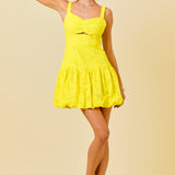 ONLINE EXCLUSIVE:  STAY READY YELLOW EYELET BUBBLE DRESS