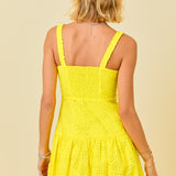 ONLINE EXCLUSIVE:  STAY READY YELLOW EYELET BUBBLE DRESS