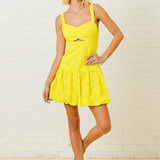 ONLINE EXCLUSIVE:  STAY READY YELLOW EYELET BUBBLE DRESS