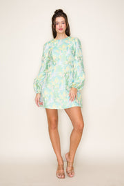 FLORAL TEA PARTY JACQUARD MINI DRESS