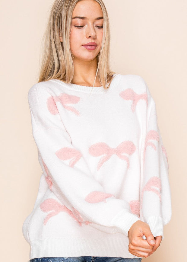 WRAPPED IN LOVE BOW EMBELLISHED SWEATER