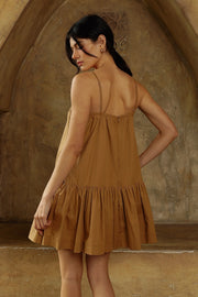 FLAWLESSLY BREEZY COTTON MOCHA MINI DRESS