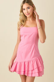 PRETTY IN PINK RUFFLE MINI DRESS