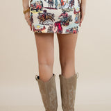 WILD WEST GRAPHIC MINI SKIRT