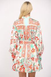 BREEZES AND BLOOMS SCARF PRINT DRESS