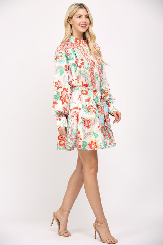 BREEZES AND BLOOMS SCARF PRINT DRESS