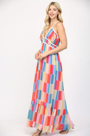 HONOLULU GLOW MULTI COLOR BLOCK MAXI DRESS