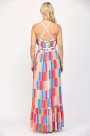 HONOLULU GLOW MULTI COLOR BLOCK MAXI DRESS