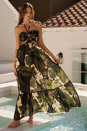 COSTA RICAN SUNSETS FLORAL MAXI DRESS