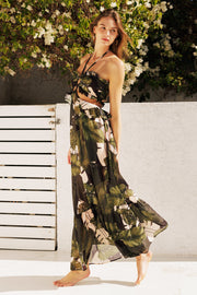 COSTA RICAN SUNSETS FLORAL MAXI DRESS