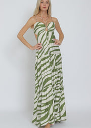 ISLAND TIME GREEN TIERED MAXI DRESS