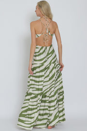 ISLAND TIME GREEN TIERED MAXI DRESS