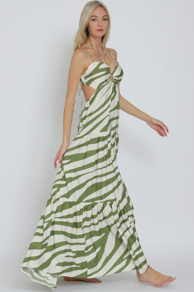 ISLAND TIME GREEN TIERED MAXI DRESS