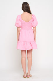 PETAL EMBRACE SMOCKED PINK DRESS