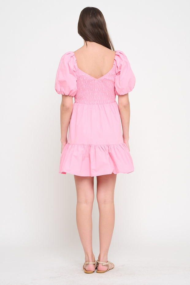 PETAL EMBRACE SMOCKED PINK DRESS