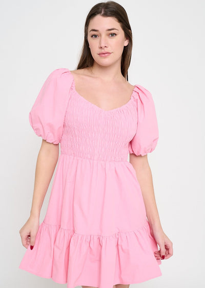 PETAL EMBRACE SMOCKED PINK DRESS