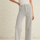 ONLINE EXCLUSIVE:  JUST BLACK PATCH POCKET WIDE LEG STRIPE JEANS