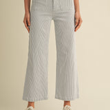 ONLINE EXCLUSIVE:  JUST BLACK PATCH POCKET WIDE LEG STRIPE JEANS