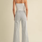 ONLINE EXCLUSIVE:  JUST BLACK PATCH POCKET WIDE LEG STRIPE JEANS