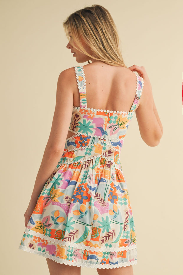MARGARITA SIPPIN' CUT OUT COTTON MINI DRESS