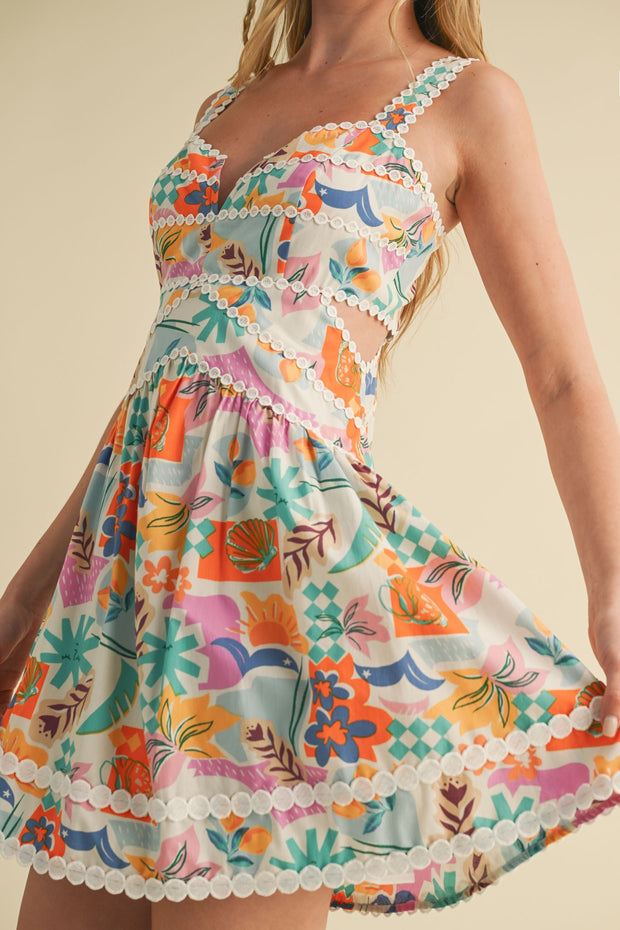 MARGARITA SIPPIN' CUT OUT COTTON MINI DRESS