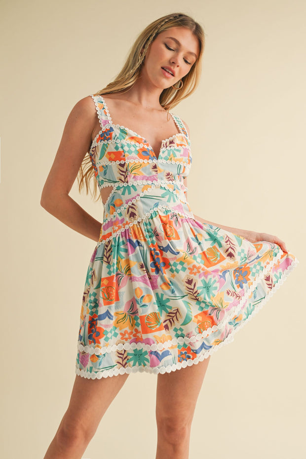 MARGARITA SIPPIN' CUT OUT COTTON MINI DRESS