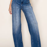 FIORE VERTICAL SPLICE WIDE LEG STRETCH JEANS