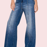 FIORE VERTICAL SPLICE WIDE LEG STRETCH JEANS