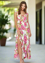 PINK BLOSSOMS FLORAL MAXI DRESS