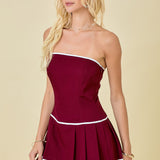 THE FINAL TOUCHDOWN MAROON STRAPLESS DRESS