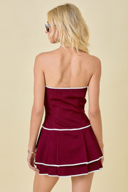THE FINAL TOUCHDOWN MAROON STRAPLESS DRESS