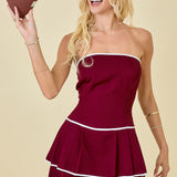 THE FINAL TOUCHDOWN MAROON STRAPLESS DRESS