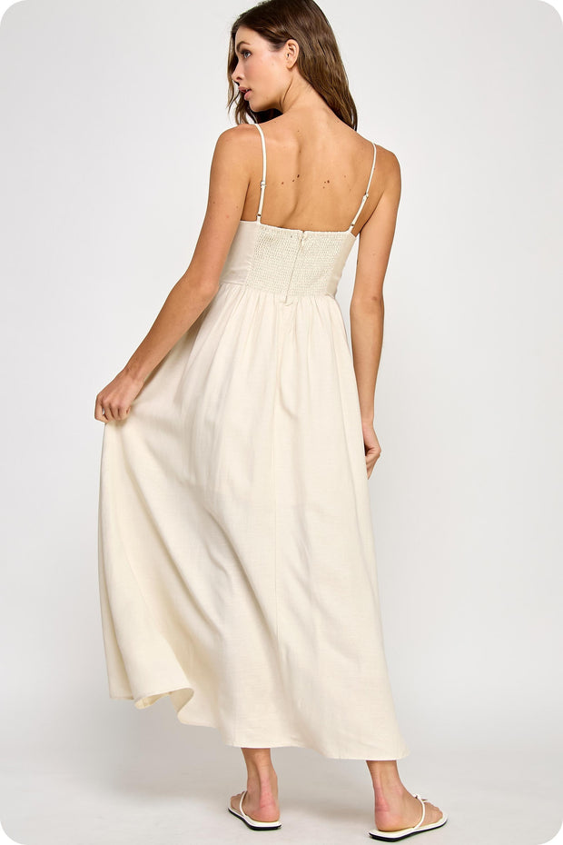 CANCUN DESTINATION EMBROIDERED CREAM DRESS