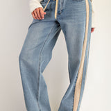 MINERAL WASHED DRAWSTRING SIDE STRIPE JEANS