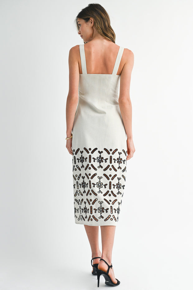 MIDTOWN CHIC LINEN BLEND SHIFT DRESS