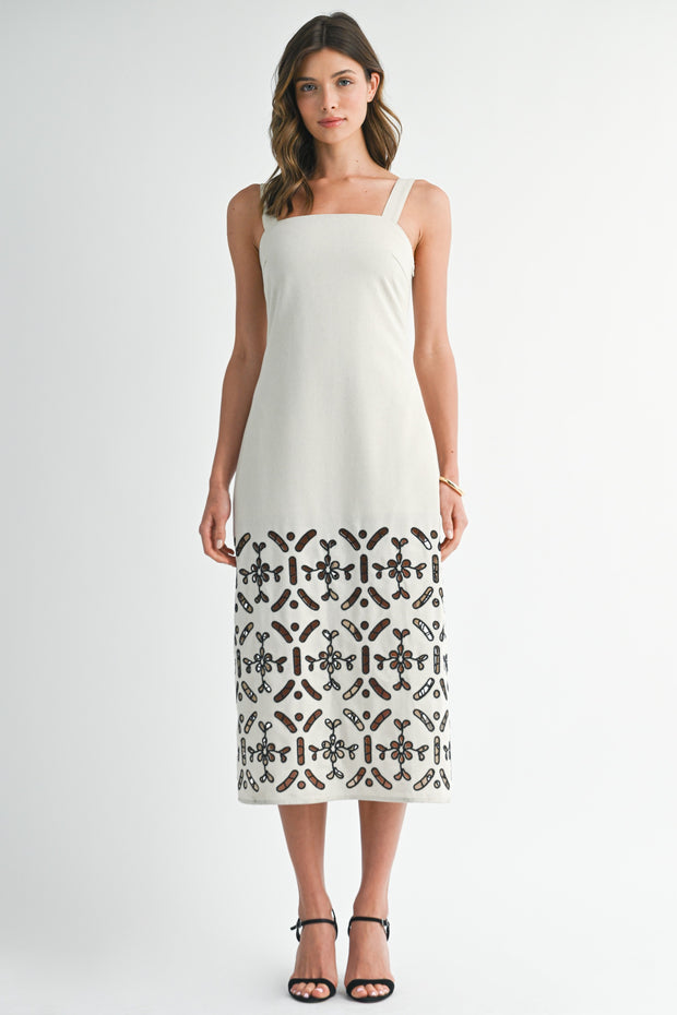 MIDTOWN CHIC LINEN BLEND SHIFT DRESS