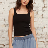 CAREFREE DAYS SQUARE NECK TANK - BLACK OR WHITE