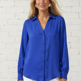COOL CRUISE SILK BUTTON DOWN SHIRT - BLUE OR GREEN
