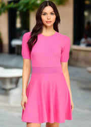SWEET PARIS CAFE HOT PINK SWEATER DRESS